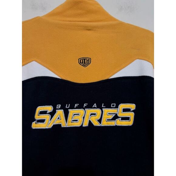 Vtg NHL Old Time Hockey Fleece Jacket Buffalo Sabres Spell Out Stitched Large - Picture 7 of 10
